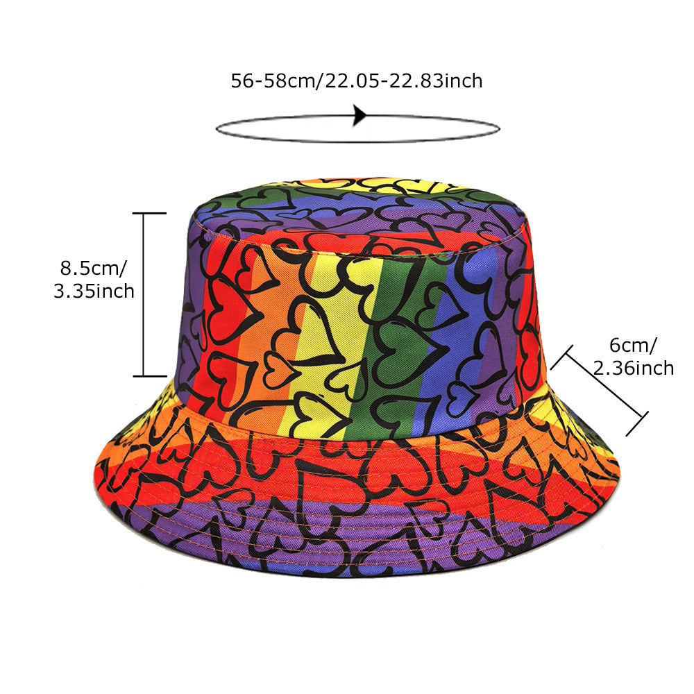 Wholesale Fashionable Heart Colorblock Print Bucket Hat
